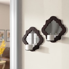 Three Posts Wood Damask Mirrored Wall Sconce TRPT2812